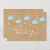 Leuke Gouden Sterren Blauwe Wolken Rustieke Kraft  Bedankkaart (Voorkant / Achterkant)