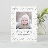 Leuke Gouden Zwarte Kerstversiering Eenvoudig Wit Feestdagenkaart (Staand voorkant)