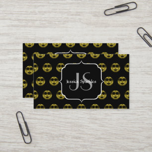 Leuke gouden zwarte smileys polka stippen patroon visitekaartje