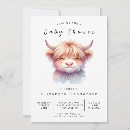 Leuke gracieuze Whimsy Koe Baby shower Kaart (Voorkant)