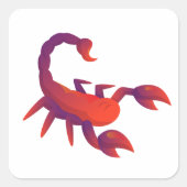 Leuke Gradiënt Rood Paarse Schorpioen Vector Illus Vierkante Sticker (Voorkant)