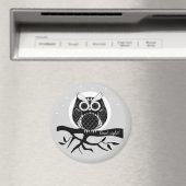 Leuke grafische uil op de bank met tekst magneet (Insitu (Vaatwasser))