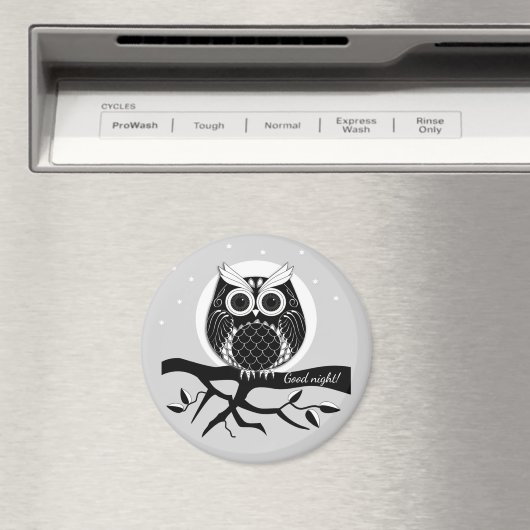 Leuke grafische uil op de bank met tekst magneet (Insitu (Vaatwasser))