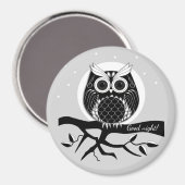 Leuke grafische uil op de bank met tekst magneet (Voorkant / Achterkant)