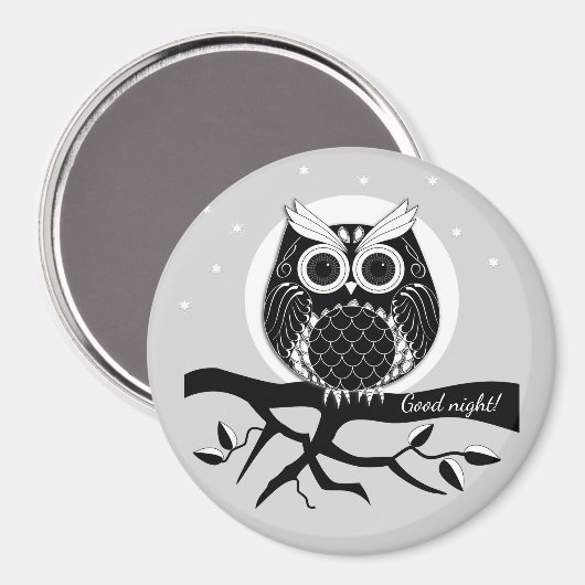 Leuke grafische uil op de bank met tekst magneet (Voorkant / Achterkant)