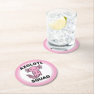Leuke grappige Axolotl-club aangepaste bewerkbare Ronde Kartonnen Onderzetter