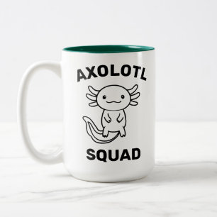 Leuke grappige Axolotl-club feestje bewerkbare bla Tweekleurige Koffiemok
