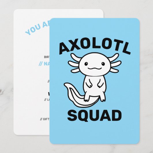 Leuke grappige Axolotl Squad aangepaste bewerkbare Kaart (Voorkant / Achterkant)