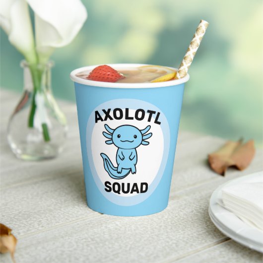Leuke grappige Axolotl Squad aangepaste bewerkbare Papieren Bekers (Insitu)