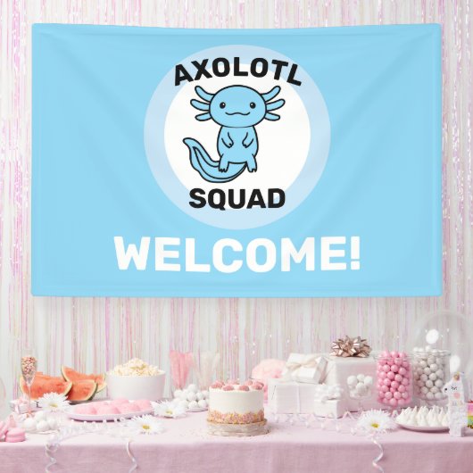 Leuke grappige Axolotl Squad aangepaste bewerkbare Spandoek (Feest)