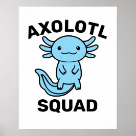Leuke grappige Axolotl Squad aanpasbare blauwe Poster