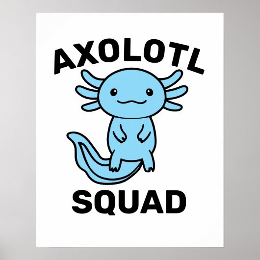 Leuke grappige Axolotl Squad aanpasbare blauwe Poster (Voorkant)