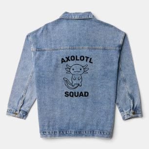 Leuke grappige Axolotl Squad Feestje bewerkbare bl Denim Jacket