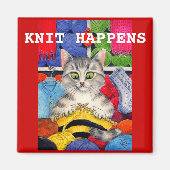 Leuke grappige breien kitten magneet (Voorkant)