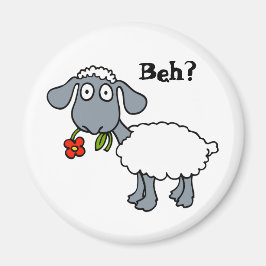 Leuke Grappige Cartoon Sheep Red Flower  Magneet
