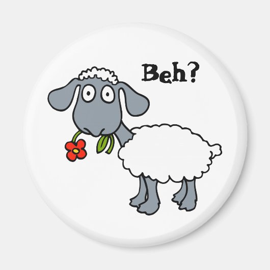 Leuke Grappige Cartoon Sheep Red Flower  Magneet (Voorkant)
