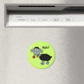 Leuke Grappige Cartoon Zwart Schaap met Bloem Magneet (Insitu (Vaatwasser))