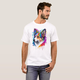 Leuke Grappige Corgi regenboog verf T-shirt