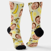 Leuke & Grappige Custom Gele Banaan Gezicht Crew S Sokken (Gebogen)