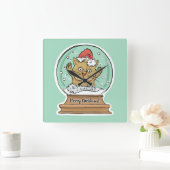 Leuke Grappige de muurklok van de Kat van Kerstmis Vierkante Klok (Huis)