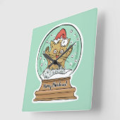 Leuke Grappige de muurklok van de Kat van Kerstmis Vierkante Klok (Hoek)
