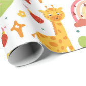 Leuke grappige dieren en regenbogen kinderpatroon cadeaupapier (Rol Hoek)