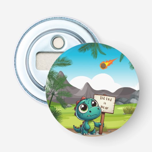 Leuke, grappige dinosaurus button flesopener (Voorkant)
