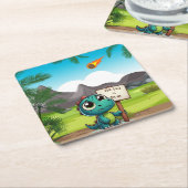 Leuke, grappige dinosaurus kartonnen onderzetters (Schuin)