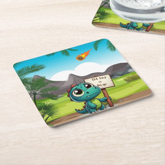 Leuke, grappige dinosaurus kartonnen onderzetters (Schuin)