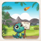 Leuke, grappige dinosaurus kartonnen onderzetters (Voorkant)