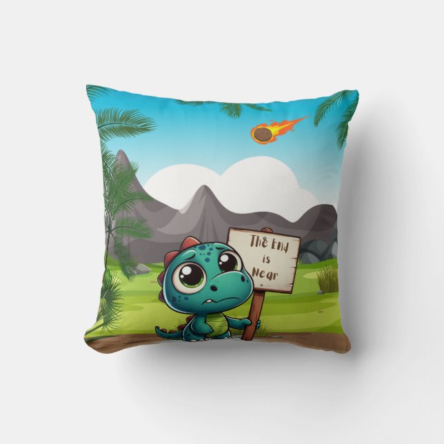 Leuke, grappige dinosaurus kussen (Voorkant)