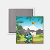 Leuke, grappige dinosaurus magneet (Voorkant / Achterkant)