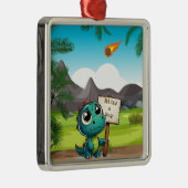 Leuke, grappige dinosaurus metalen ornament (Rechts)