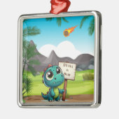 Leuke, grappige dinosaurus metalen ornament (Links)