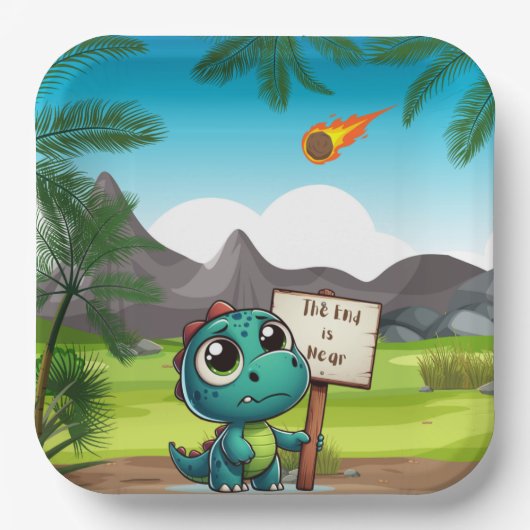 Leuke, grappige dinosaurus papieren bordje (Voorkant)