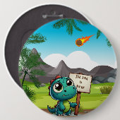 Leuke, grappige dinosaurus ronde button 6,0 cm (Voorkant /achterkant)