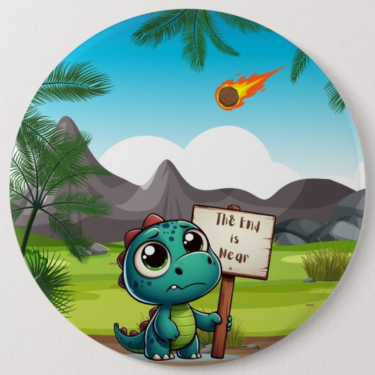 Leuke, grappige dinosaurus ronde button 6,0 cm (Voorkant)