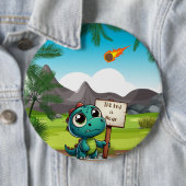 Leuke, grappige dinosaurus ronde button 6,0 cm (In situ)