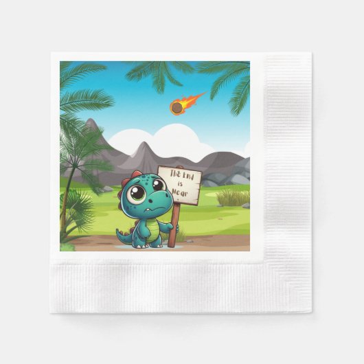 Leuke, grappige dinosaurus servet (Voorkant)