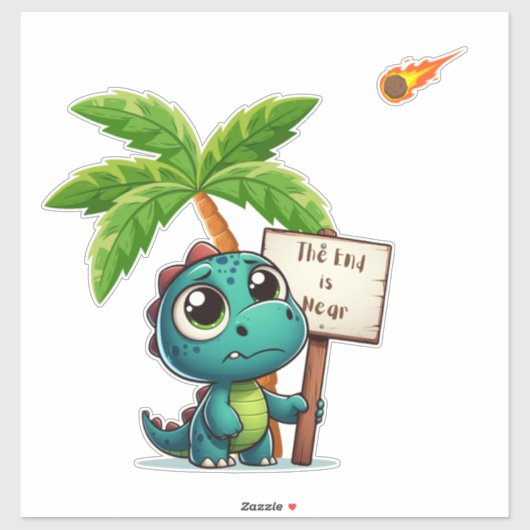 Leuke, grappige dinosaurus sticker (Vel)