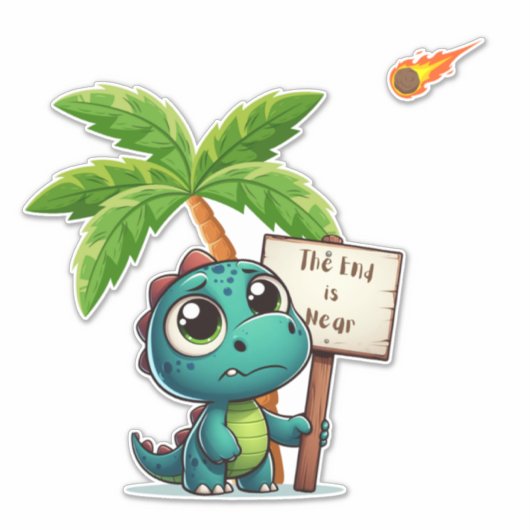 Leuke, grappige dinosaurus sticker (Voorkant)