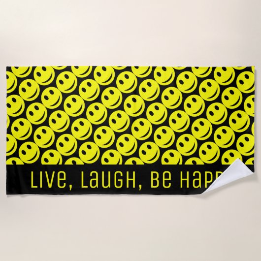 Leuke Grappige Gelukkige Gele Glimlachende Gezicht Strandlaken (Voorkant)