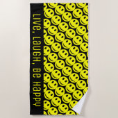 Leuke Grappige Gelukkige Gele Glimlachende Gezicht Strandlaken (Voorkant)