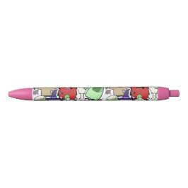 Leuke grappige Ghost-cartoonkunst roze rood voor k Zwarte Inkt Pen