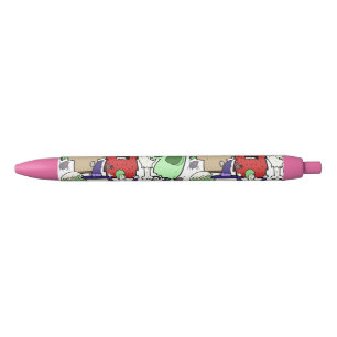 Leuke grappige Ghost-cartoonkunst roze rood voor k Zwarte Inkt Pen
