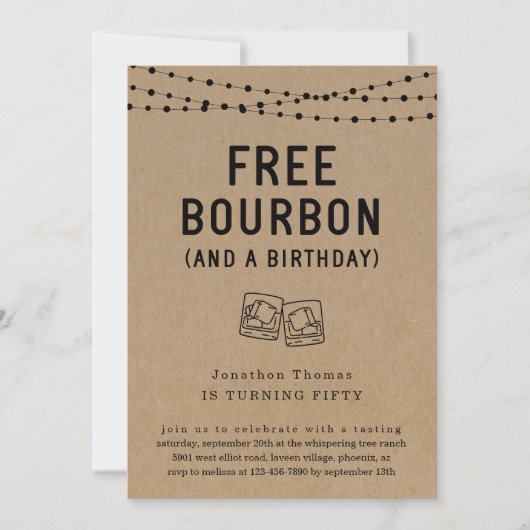 Leuke Grappige Gratis Bourbon Verjaardagsfeestuitn Kaart (Voorkant)