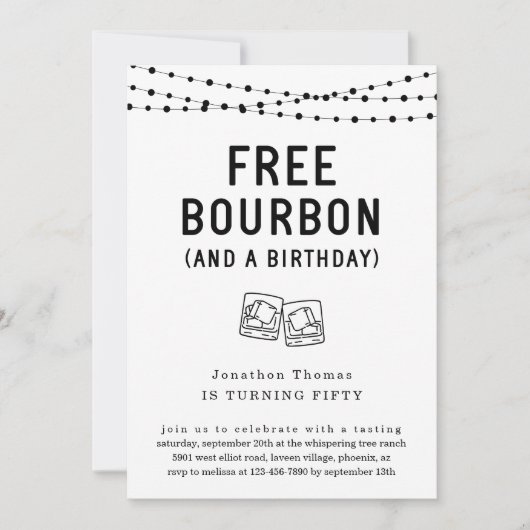 Leuke Grappige Gratis Bourbon Verjaardagsfeestuitn Kaart (Voorkant)