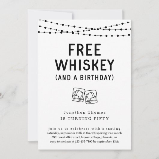 Leuke Grappige Gratis Whiskey Verjaardagsfeestuitn Kaart (Voorkant)