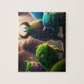 Leuke Grappige Groene 3D Monsters Legpuzzel (Verticaal)