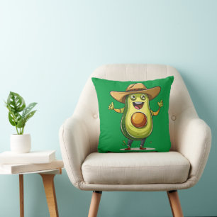 Leuke grappige groene avocado cowboy print kussen